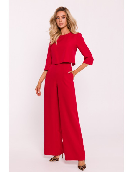 M798 Double layer top jumpsuit - red