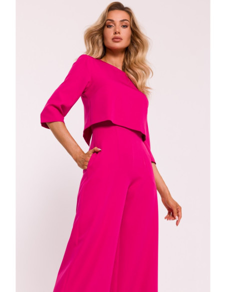 M798 Double layer top jumpsuit - fuchsia