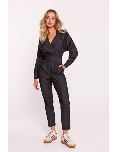 M801 Wrap top jumpsuit - graphite