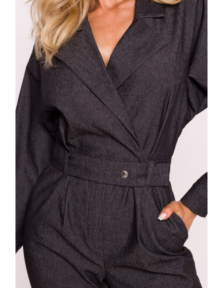 M801 Wrap top jumpsuit - graphite