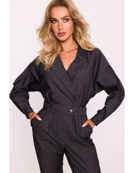 M801 Wrap top jumpsuit - graphite