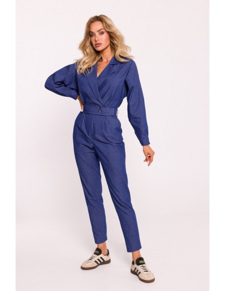 M801 Wrap top jumpsuit - blue