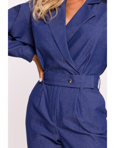 M801 Wrap top jumpsuit - blue