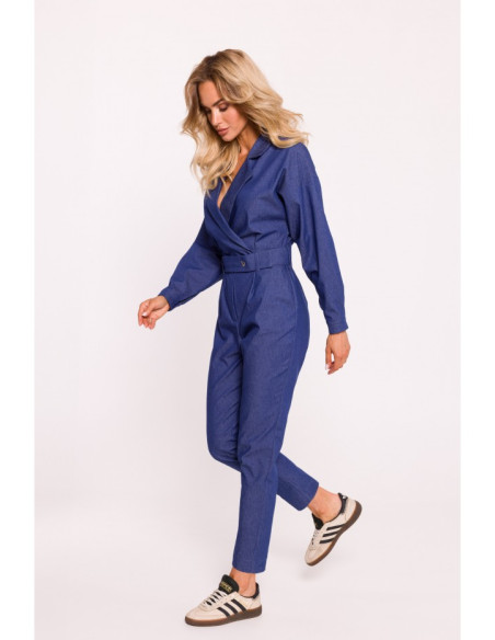 M801 Wrap top jumpsuit - blue