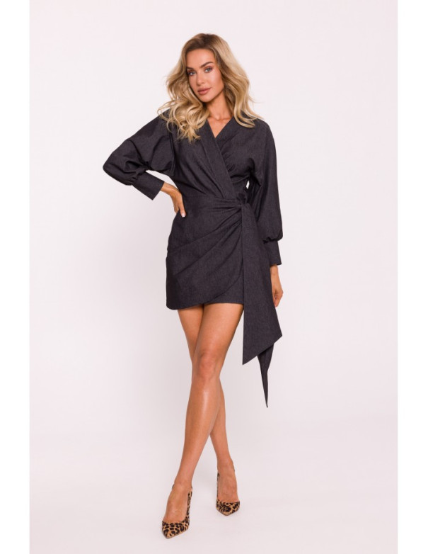 M802 Mini wrap dress with a tie detail - graphite