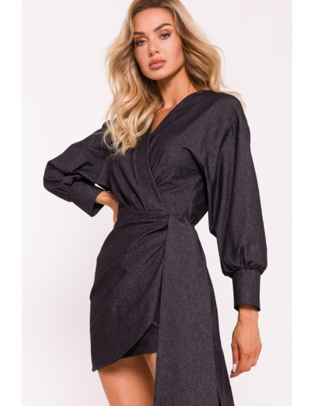 M802 Mini wrap dress with a tie detail - graphite