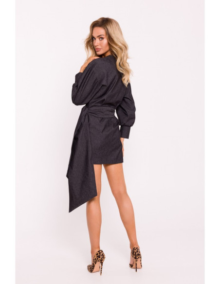 M802 Mini wrap dress with a tie detail - graphite