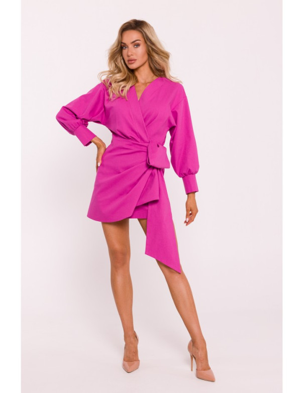 M802 Mini wrap dress with a tie detail - pink