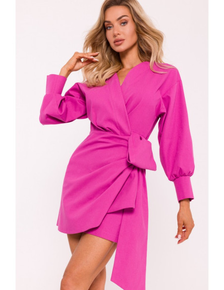 M802 Mini wrap dress with a tie detail - pink