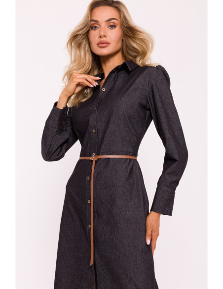 M804 Shirt dress with a belt - graphite