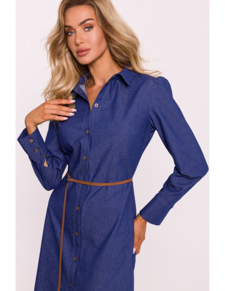 M804 Shirt dress with a belt - blue