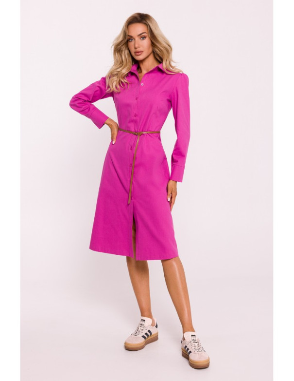 M804 Shirt dress with a belt - pink