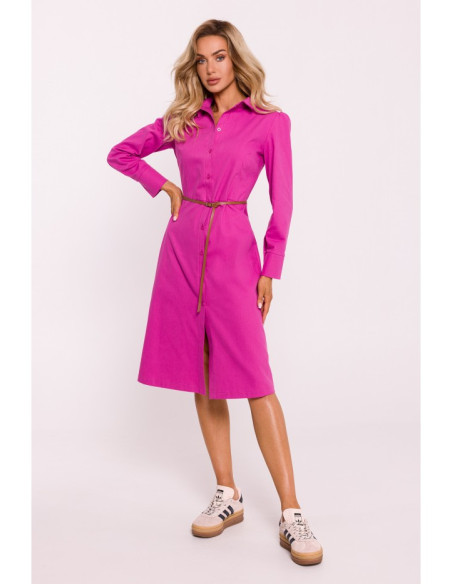 M804 Shirt dress with a belt - pink