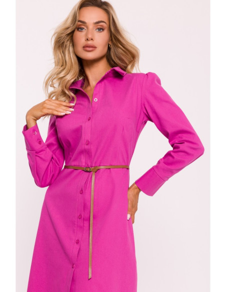 M804 Shirt dress with a belt - pink