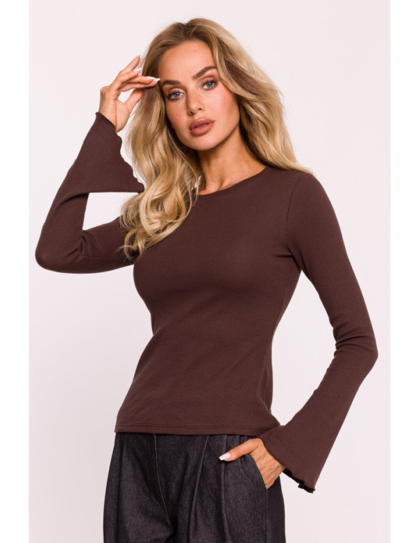 M806 Ribbed longsleeved top - brown