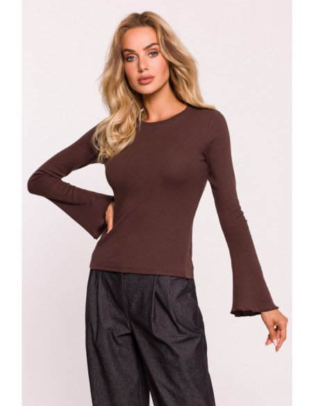 M806 Ribbed longsleeved top - brown