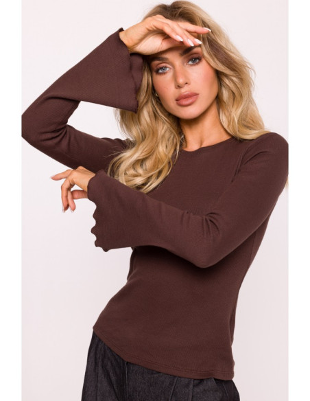 M806 Ribbed longsleeved top - brown