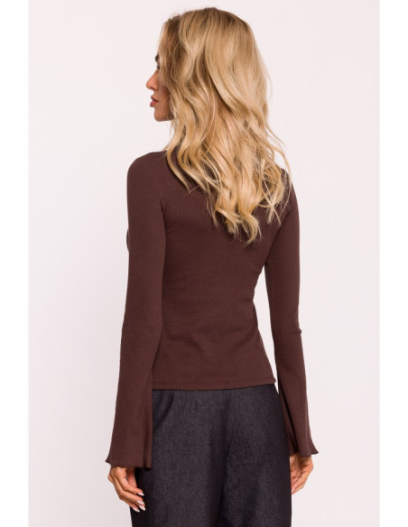 M806 Ribbed longsleeved top - brown