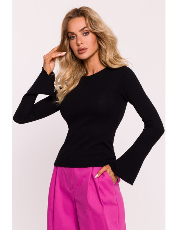 M806 Ribbed longsleeved top - black