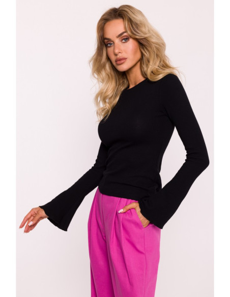 M806 Ribbed longsleeved top - black