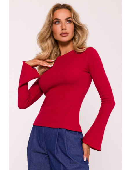 M806 Ribbed longsleeved top - red