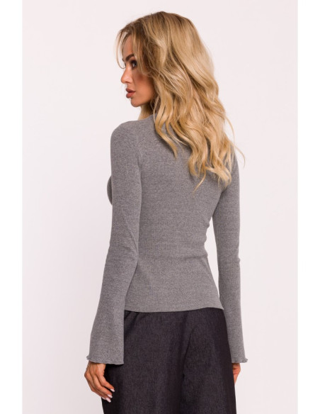 M806 Ribbed longsleeved top - grey melange