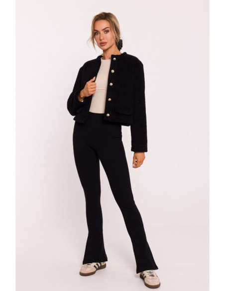 M807 Cropped teddy blazer - black