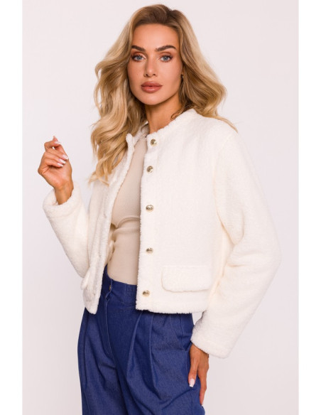 M807 Cropped teddy blazer - ecru