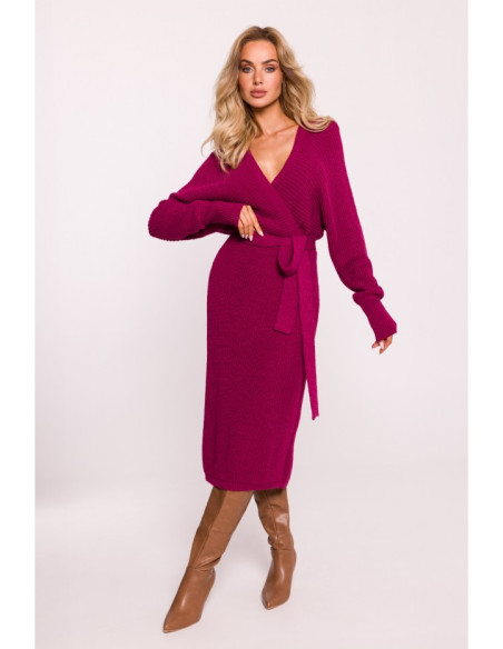 M810 Sweater dress with V-neck - pink