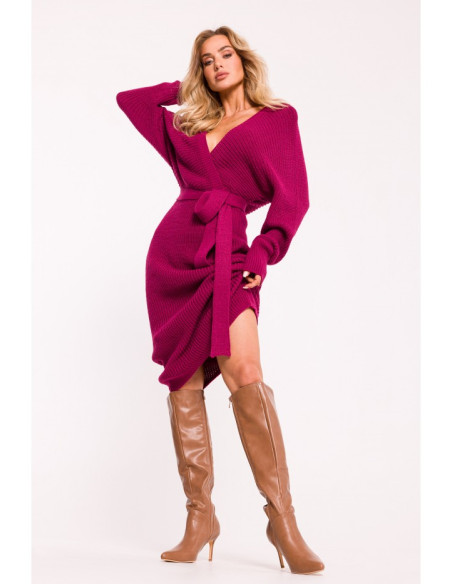 M810 Sweater dress with V-neck - pink