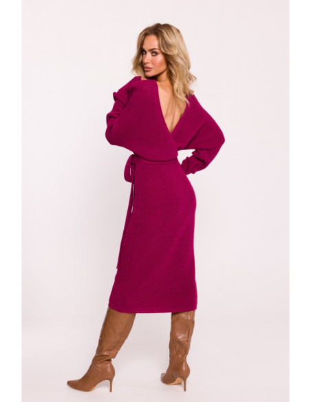 M810 Sweater dress with V-neck - pink