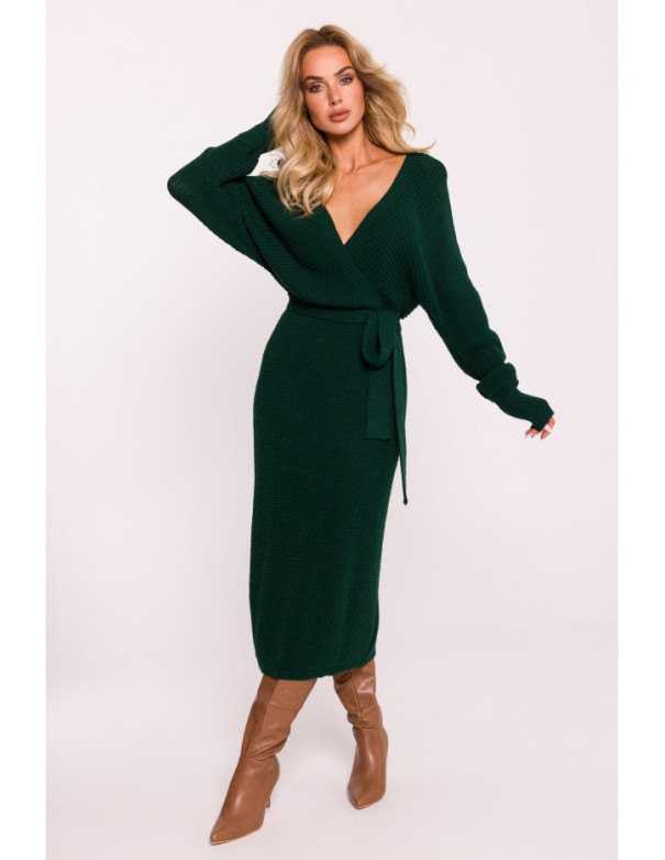 M810 Sweater dress with V-neck - green