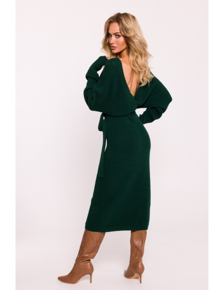 M810 Sweater dress with V-neck - green