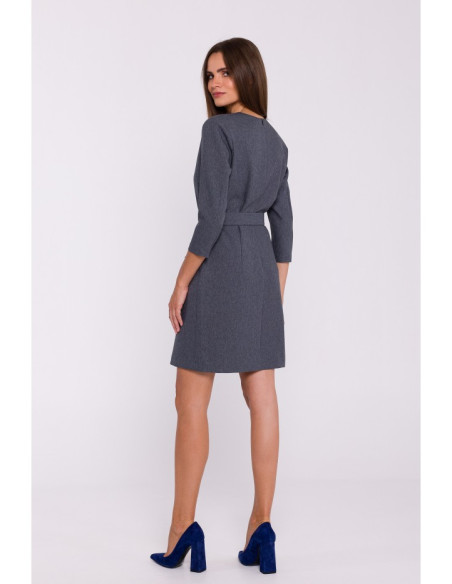 S369 Shift dress with belt - grey