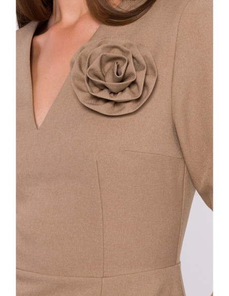 S372 Flower pencil dress - beige