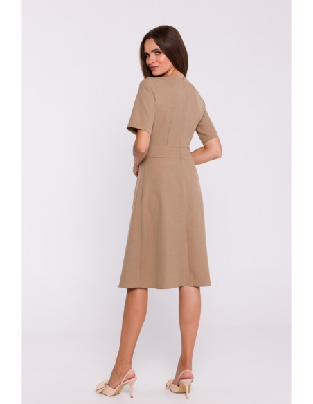 S373 Trapeze shift dress - beige