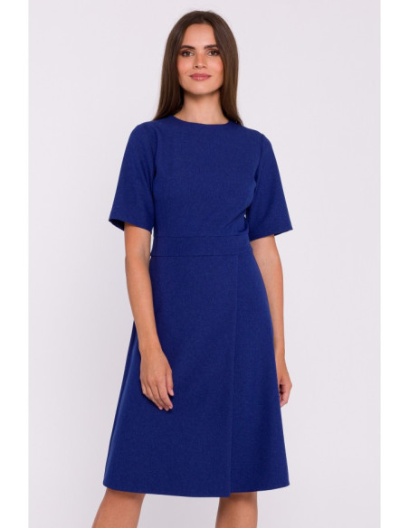 S373 Trapeze shift dress - blue