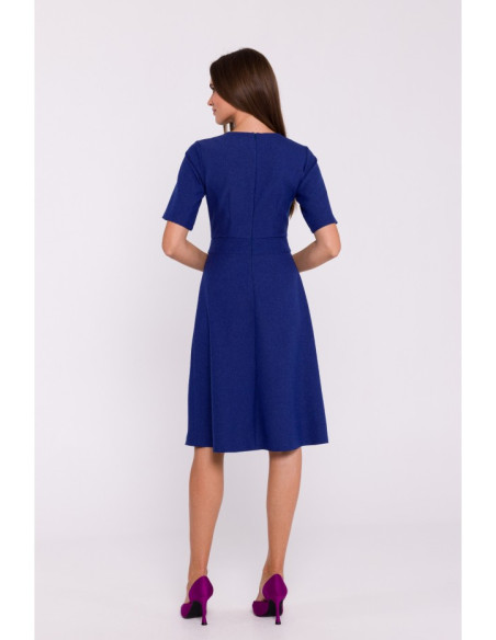 S373 Trapeze shift dress - blue