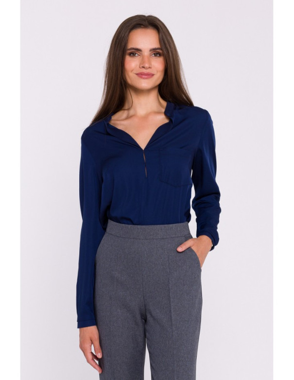 S375 Long-sleeved blouse - navy blue