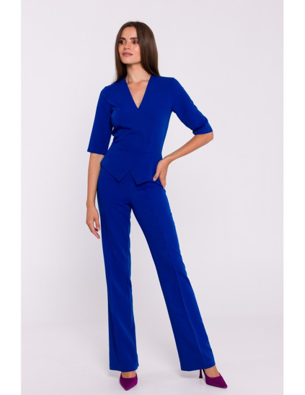 S377 Peplum jumpsuit - royal blue