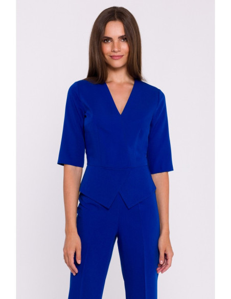 S377 Peplum jumpsuit - royal blue