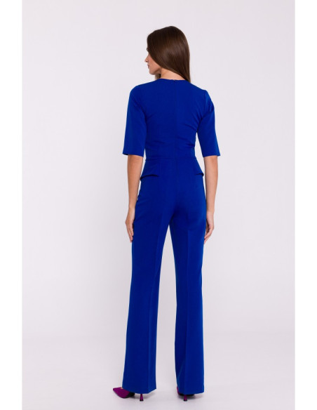 S377 Peplum jumpsuit - royal blue