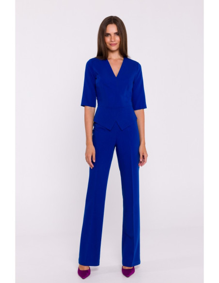 S377 Peplum jumpsuit - royal blue