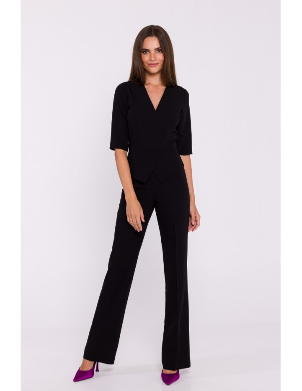 S377 Peplum jumpsuit - black