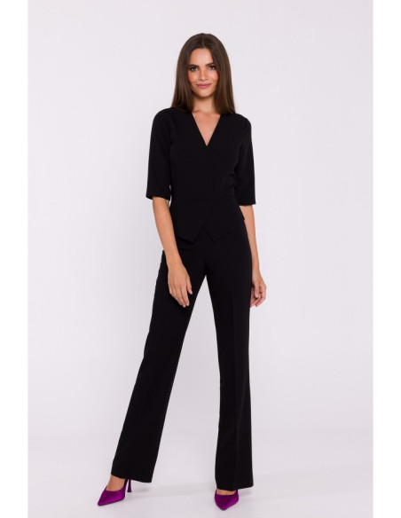 S377 Peplum jumpsuit - black