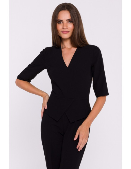 S377 Peplum jumpsuit - black