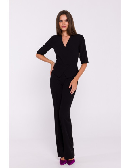 S377 Peplum jumpsuit - black