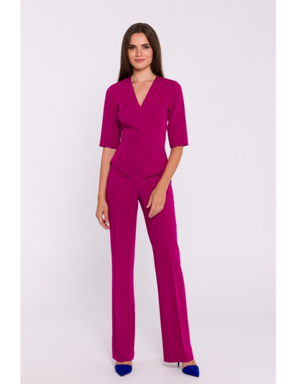 S377 Peplum jumpsuit - plum