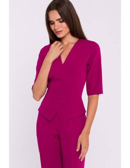 S377 Peplum jumpsuit - plum