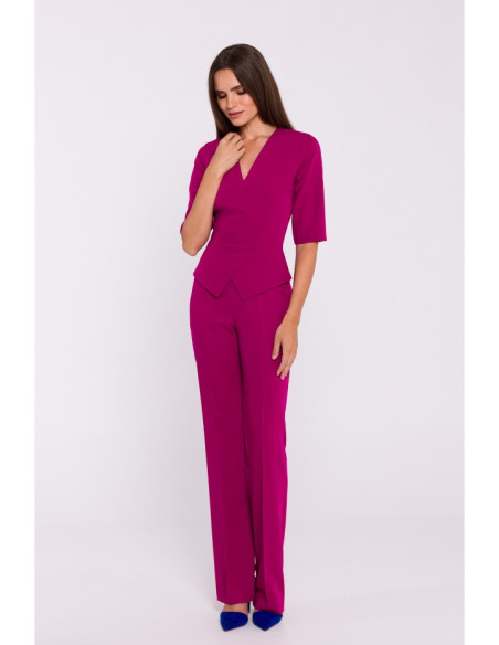 S377 Peplum jumpsuit - plum